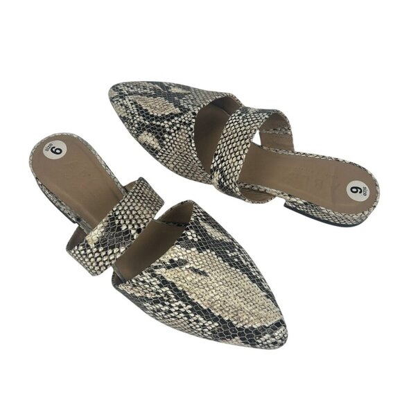 ABLE Joselyne Mule Flats Size 6 Pointy Toe Slip On Reptile Snake Python Embossed - Picture 3 of 10